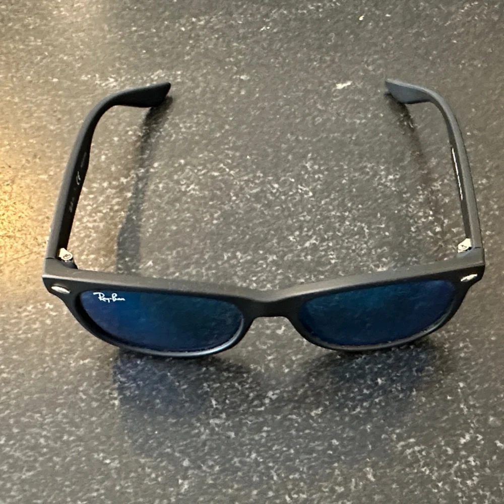 Ray-Ban Kids 9052s Matte Black Sunglasses with Mirrored Blue Lenses